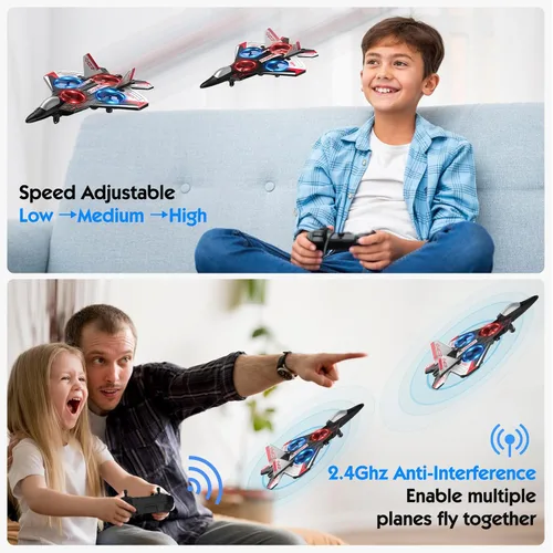 Miniatura 4 de Avión RC, avión de control remoto de espuma, dron para niños, avión RC para niños y niñas, helicóptero de combate con luces LED, retención
