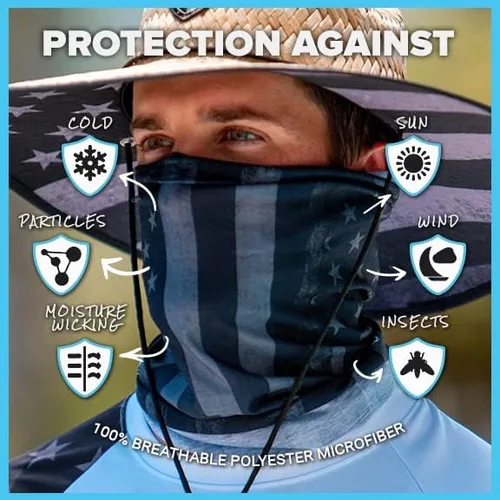 Miniatura 2 de S A Company 5 Pack UV Face Shield Multipurpose Protector Neck Gaiter Elastic Face Mask Patriotic Design for Men and Women