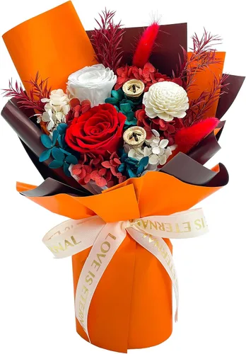 Miniatura 14 de QOEAZY Flores para entrega, ramo de flores preservadas con caja de regalo, regalos de rosas para mujeres, mamá, abuela