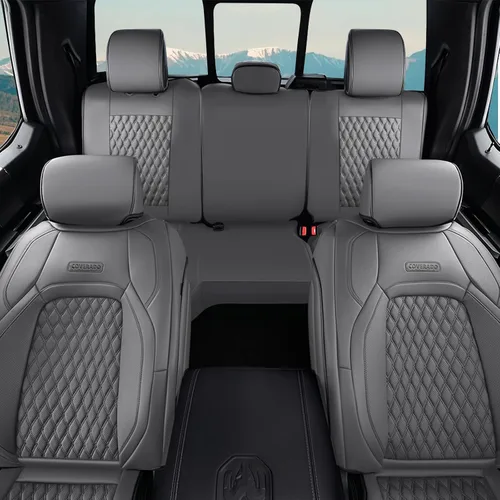 Miniatura 14 de Coverado Fundas de Asientos de Automóvil Juego Completo, Fundas de Asientos de Automóvil de Cuero Impermeables para Dodge RAM 1500 Compatible
