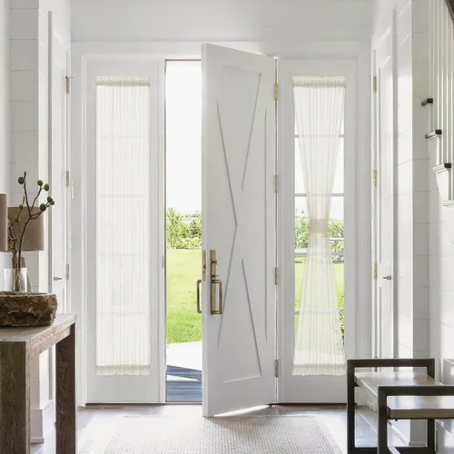 Miniatura 2 de FMFUNCTEX Cortinas transparentes de lino para puerta lateral de 40 pulgadas de largo para puertas de vidrio delanteras, puertas de patio, puertas