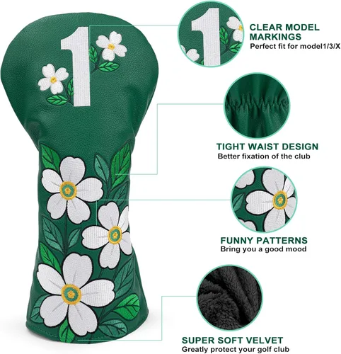 Miniatura 6 de Fundas para palos de golf, fundas para cabezas de conductor, Fairway 3, cubierta híbrida de cuero sintético, fundas para cabezas de rescate de golf