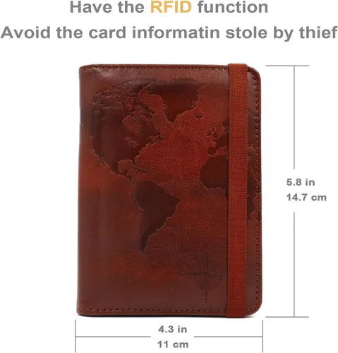 Miniatura 4 de Kandouren - Funda para pasaporte con bloqueo RFID, cartera para pasaporte para hombres y mujeres, el mejor regalo para viajeros, tarjetas de crédito