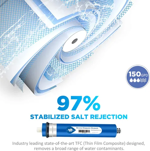 Miniatura 2 de Membrane Solutions Membrana de Ósmosis Inversa 150 GPD 12" x 2" Filtro de Agua de Membrana RO de Repuesto Compatible con Sistema Purificador de Agua
