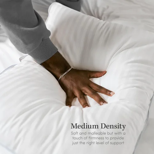 Miniatura 3 de eLuxurySupply - Almohadas de cama de alta calidad, paquete de 2, almohadas de cama para dormir, densidad media y loft, funda 100% algodón y relleno