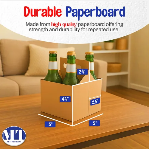 Miniatura 2 de MT Products 4 soportes para botellas de cartón kraft de 12 onzas. Portabotellas de cerveza o soda para un transporte seguro y fácil, paquete de 4