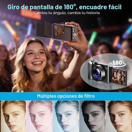 Miniatura 4 de Cámara digital 4K para fotografía, cámara de enfoque automático de 56 MP con pantalla abatible de 180° de 3 pulgadas, zoom de 16X, cámara compacta