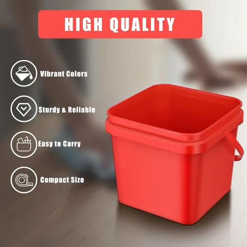 Miniatura 3 de Mifoci 4 cubos de plástico cuadrados de 5 cuartos de galón, cubo de limpieza, cubo pequeño con asa para limpieza de la casa, almacenamiento
