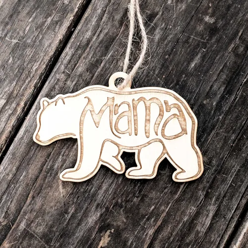 Miniatura 2 de Adorno - Mama Bear - Madera cruda 4x2 in