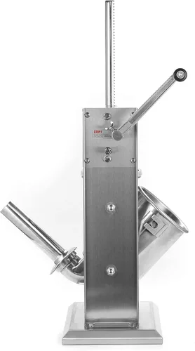 Miniatura 5 de Máquina embutidora de salchichas vertical de acero inoxidable, máquina embutidora de salchichas, plateada, de doble velocidad, fácil de limpiar