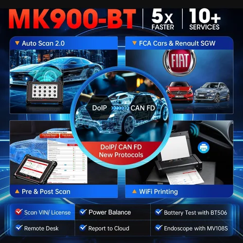 Miniatura 7 de Autel Escáner MaxiCOM MK900BT, 2026 MK900-BT Herramienta de escaneo de diagnóstico bidireccional, 2.0 BT Ver. de MK900 MX900, 8 pulgadas hasta