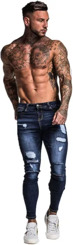 Miniatura 5 de GINGTTO - Jeans rasgados, elásticos y ajustados para hombre