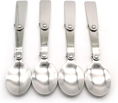 Miniatura 6 de TMAX 4 piezas de acero inoxidable dos cucharas plegables para lavar platos, 3 pulgadas de longitud plegable
