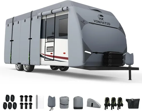 Miniatura 24 de VINPATIO - Cubierta resistente para remolque, cámper, Toy Hauler, caravana de 22 a 24 pies. de 7 capas, con correas resistentes al viento, cubiertas