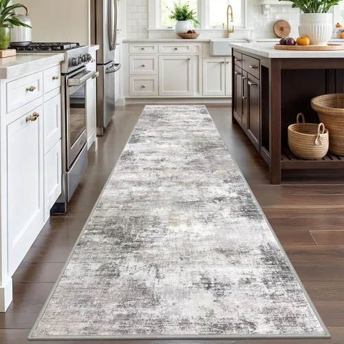 Miniatura 1238 de IOHOUZE Alfombra abstracta lavable de 3 x 12 pies para pasillos, antideslizante para cocina, camino de entrada de lana sintética para interiores