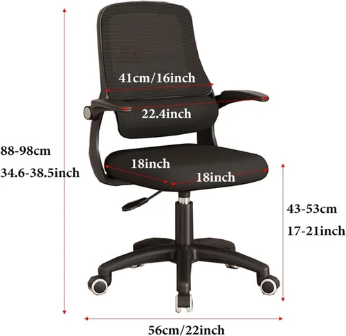 Miniatura 3 de High Back Desk Chair,Ergonomic Office Chair,Mesh Desk Lumbar Support Computer Chair with Wheels and Flip-up Arms,Swivel Task Adjustable Height Home