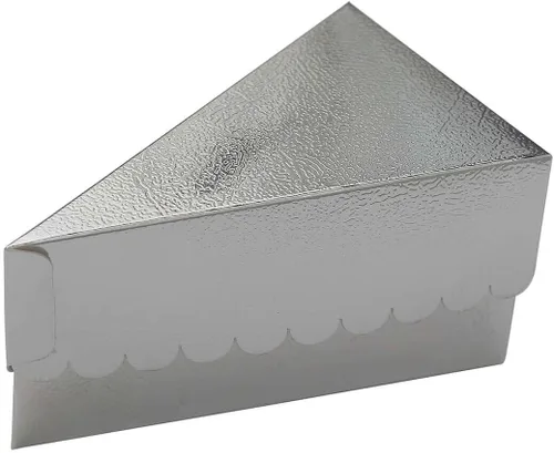 Miniatura 6 de Efavormart - Paquete de 10 cajas de postre de papel triangular de papel de aluminio plateado de 5 x 3 pulgadas, caja de una sola porción con parte