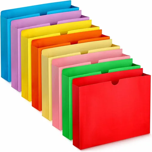 Teling Paquete de 40 carpetas de archivos de colores de 2 pulgadas con bolsillo expandible, carpetas de archivos expandibles, tamaño carta, pestañas