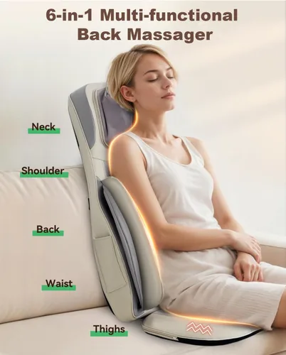 Miniatura 2 de Heycool Shiatsu Masajeador de cuello y espalda con calor, almohadilla de masaje mejorada 2025 con ajuste de altura, compresión, vibración