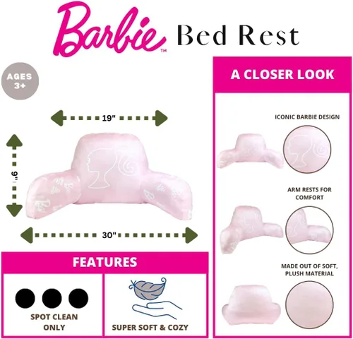Miniatura 4 de Franco Movie Luxe - Almohada decorativa de felpa supersuave (producto oficial), 19 x 30 pulgadas, reposo en cama Barbie