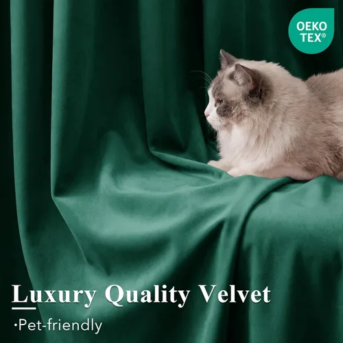 Miniatura 5 de StangH Cortinas de Terciopelo Verde Esmeralda de 96 Pulgadas - Cortinas Opacas de Terciopelo de Lujo Súper Suaves, Elegante Cobertura de Ventana