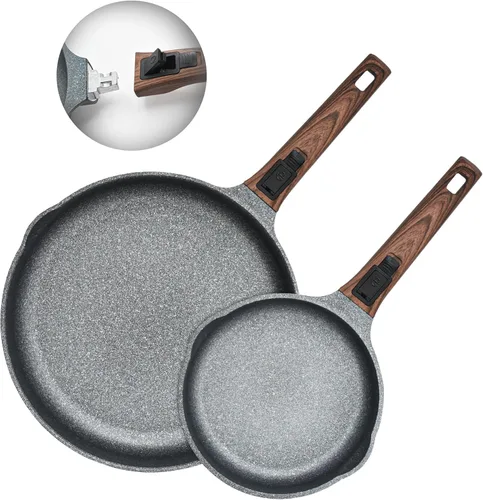 Miniatura 8 de Sartén antiadherente inteligente de 8 pulgadas con mango extraíble, aluminio fundido y sartén para tortilla antiarañazos, compatible con todas