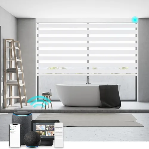 Miniatura 14 de Persianas de cebra Changshade para ventanas interiores con filtro de luz, persianas de cebra con cordón para puertas corredizas de vidrio