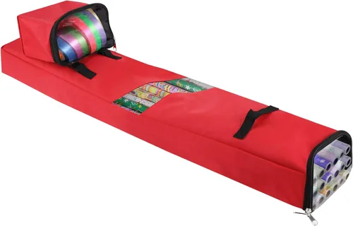 Miniatura 7 de TITA-DONG Bolsa de almacenamiento de papel de regalo de 48 pulgadas, contenedor de almacenamiento extra largo de Navidad con pequeñas cintas Verde