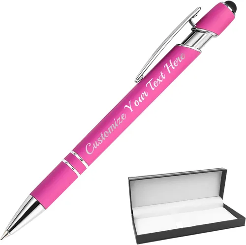 Miniatura 13 de Bolígrafos personalizados con punta de lápiz digital, bolígrafos grabados personalizados, bolígrafo de bola de tacto suave, bolígrafos con nombre
