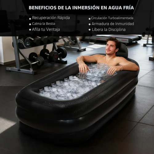 Miniatura 4 de Bañera portátil para adultos – Baño de hielo y bañera de hidromasaje para la recuperación de atletas, spa en casa – Bañera inflable grande de 62.2 x