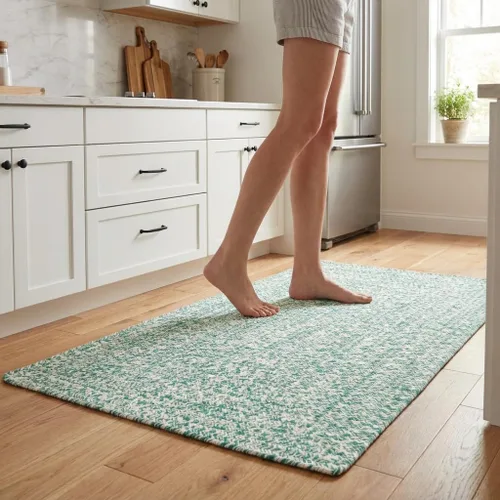 Miniatura 76 de Super Area Rugs Farmhouse - Alfombra trenzada de algodón reversible para cocina, gris y blanco, 4 x 6 pies, ovalada