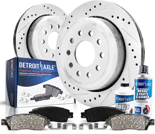 Miniatura 28 de Detroit Axle - Kit de freno delantero para Hyundai Nexo 2019-2024, rotores de freno perforados y ranurados, pastillas de freno de cerámica