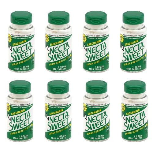 Necta Sweet Tabletas de sacarina de 1 grano - Sustitutos de azúcar sin calorías (paquete de 8 botellas de 1,000 tabletas)