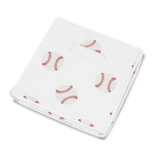 Miniatura 4 de Sweet Jojo Designs Caja de almacenamiento de juguetes de tela roja y blanca para niños, para niños, para colección de parches de béisbol