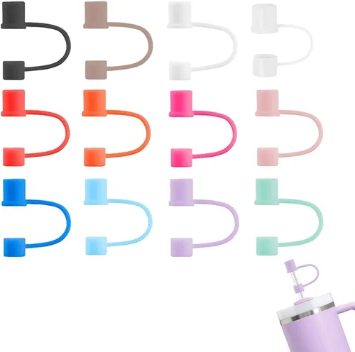 Miniatura 14 de Paquete de 6 Cubrepajitas, Adecuadas para Todas las Tazas con un Diámetro de Pajita de 0.31in/8mm, Tapas de Silicona a Prueba de Polvo