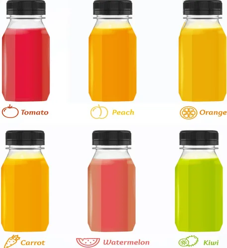 Miniatura 4 de Hulless 5 Piezas Botellas de Plástico para Jugo de 8 Onzas con Tapas Negras, Contenedores de Bebidas Adecuados para Jugo, Batidos, Leche y Bebidas