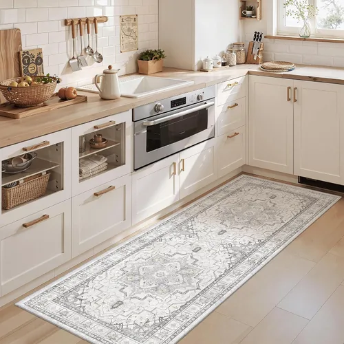 Miniatura 786 de Madane Tapete lavable de 2 x 10 pies para pasillo, cocina, recibidor, clásico, suave, antideslizante para interiores, casa de campo, baño, sala