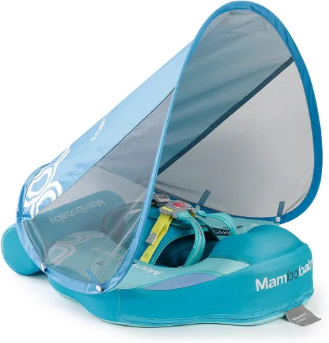 Miniatura 10 de Mambobaby Baby Float with Canopy & Tail Non-Inflatable Baby Swim Float Upgrade Soft Infant Pool Float Sun Protection Newborn Pool Float 3-24 Months