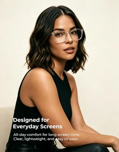 Miniatura 3 de TIJN Lentes de bloqueo de luz azul para mujeres y hombres, marco transparente cuadrado, anteojos nerd anti luz azul, gafas para pantalla
