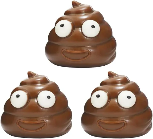 Paquete de 3 lindos juguetes antiestrés para apretar, bolas para el estrés, para aliviar el estrés, sensorial, divertida, forma de caca para niños y