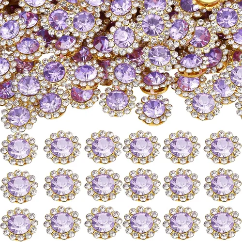 Miniatura 31 de 160 diamantes de imitación para coser de 0.472 pulgadas, base de metal, diamantes de imitación para coser en ropa, zapatos, aretes, cinturón
