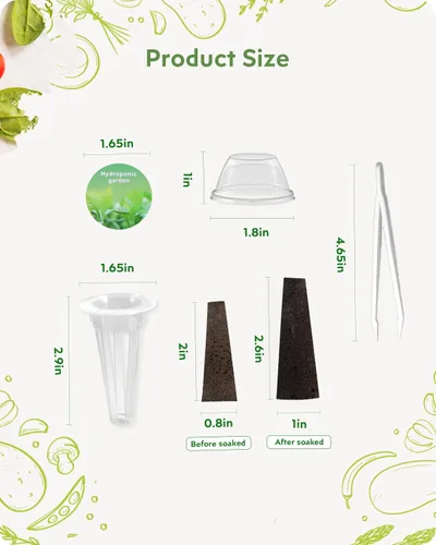 Miniatura 6 de URUQ 180Pcs Suministros de cápsulas hidropónicas: Kit para cultivar cualquier cosa con 45 esponjas de cultivo, 45 cestas de cultivo, 45 cúpulas