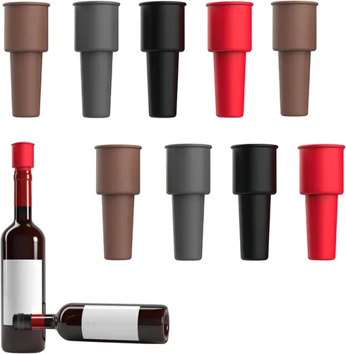 Paquete de 9 tapones de vino de silicona para mantener el vino espumoso fresco, tapones de cerveza y champán (colores aleatorios)