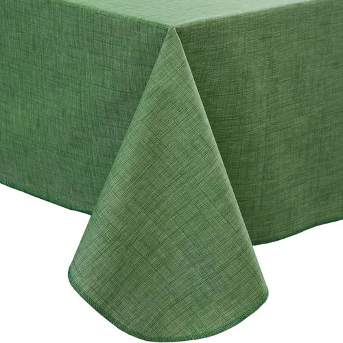 LIBERECOO Mantel de vinilo con reverso de franela, verde hierba, impermeable, resistente a las manchas, mantel fácil de limpiar para vacaciones,
