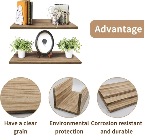 Miniatura 5 de Paquete de 3 tableros rectangulares de madera carbonizada de Paulownia de doble cara sin terminar para estantes de pared, manualidades, decoración