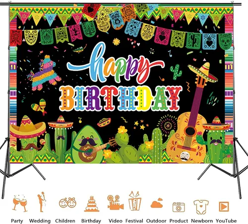Miniatura 8 de Decoraciones para fiestas mexicanas con temática de fiesta mexicana, decoración de fiesta mexicana del Cinco de Mayo, cartel de cumpleaños de dos