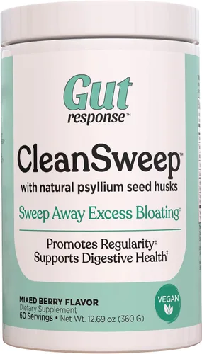Gut Response CleanSweep con cáscaras de semillas de psyllium naturales y fibra de remolacha, desintoxicación saludable natural, promueve el alivio