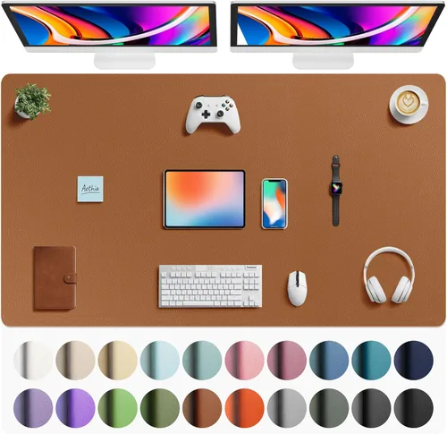 Miniatura 148 de Aothia - Protector de escritorio de cuero sintético, base para mouse, superficie antideslizante e impermeable para escribir y para laptop