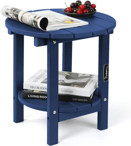 Miniatura 18 de FUNBERRY Mesa auxiliar Adirondack para exteriores, mesas auxiliares de patio de 2 niveles, HDPE para todo tipo de clima para exteriores