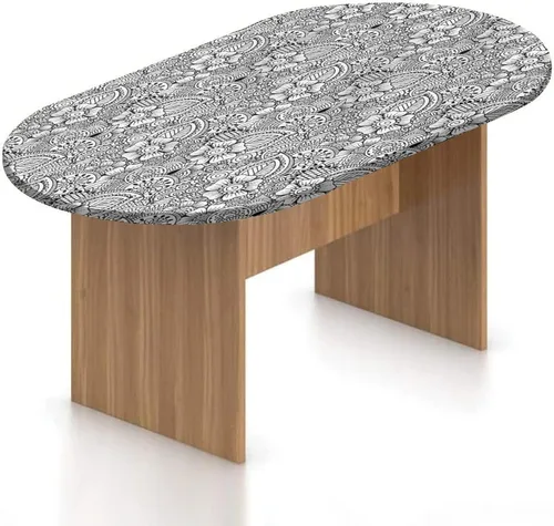 Miniatura 14 de Mantel ovalado ajustable para patio, mantel marroquí de poliéster elástico, mantel tradicional marroquí con estampado arábigo portugués, se adapta a